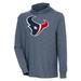 Men's Antigua Heather Navy Houston Texans Saga Long Sleeve Hoodie T-Shirt