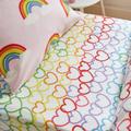 Catherine Lansfield Rainbow Hearts Cosy Fleece Bed Linen Fitted Sheet Pink