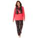 Plus Size Women's Pajama Set with Coordinating Scarf by Dreams & Co. in Black Season's Greetings (Size 3X)