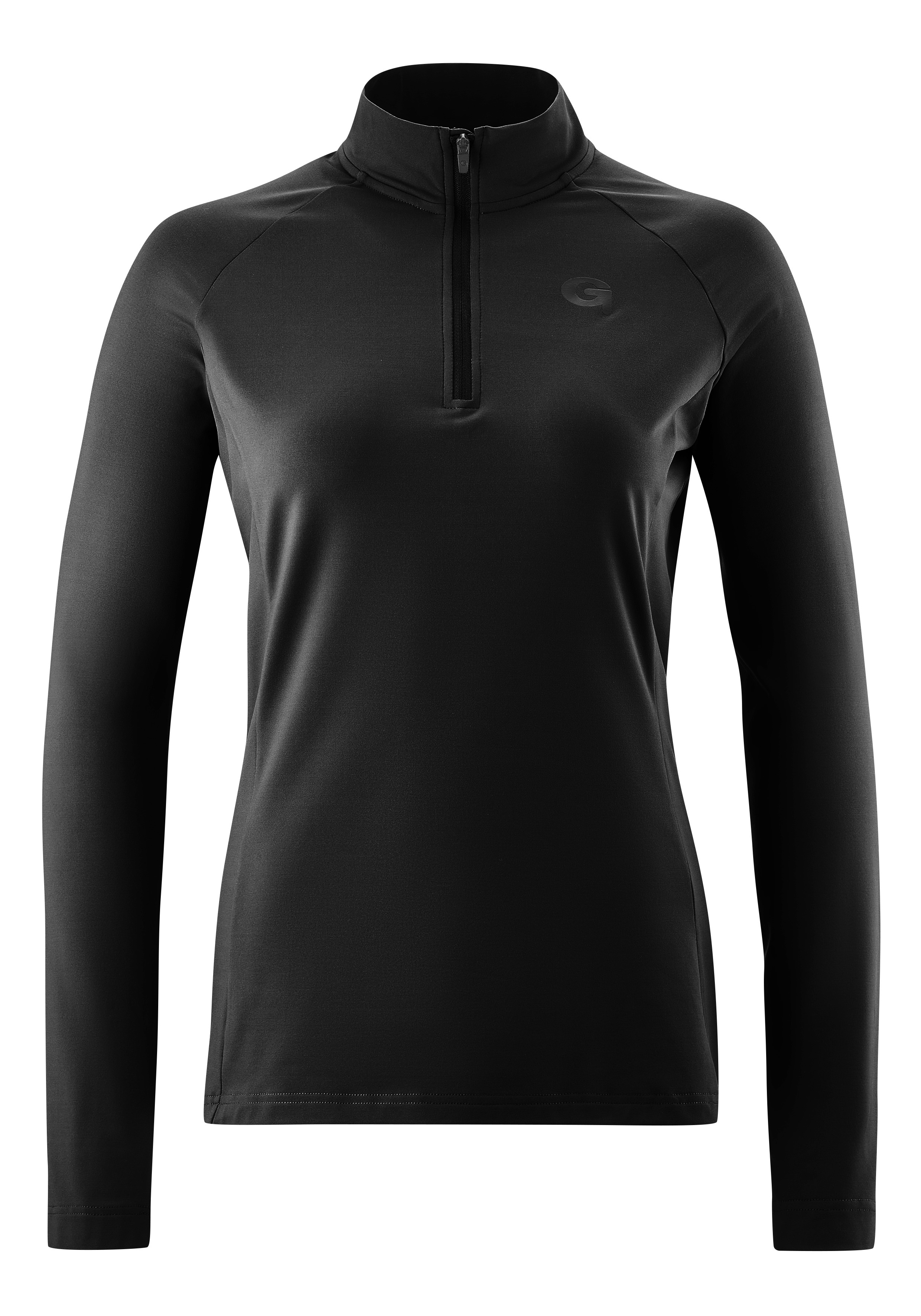 Radtrikot GONSO "Essential Jersey Longsleeve W", Damen, Gr. 44, schwarz, 86% Polyester; 14% Elastan, hoch geschlossener Ausschnitt, Trikots, Damen Fahrradtrikot langarm, Midlayer Trikot Image