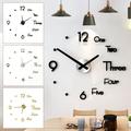 Adifare 3D DIY Wall Clock Frameless Mute 3D Wall Clock Sticker Acrylic Digital Electronic Large Creative Adjustable Numerals Mirror Stickers Silent for Living Room Modern Home Office Decor