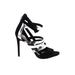 Via Spiga Heels: Black Print Shoes - Women's Size 7 1/2 - Open Toe