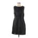 BB Dakota Casual Dress - Mini Crew Neck Sleeveless: Black Print Dresses - Women's Size 8