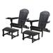 Rosecliff Heights Baruti Solid Wood Folding Adirondack Chair w/ Ottoman Wood in Black | 35 H x 28 W x 32 D in | Wayfair