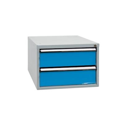 PROREGAL Schubladenbox mit 2 Schubladen für Werkbank Rhino| HxBxT 40x53x70cm | Traglast 60kg | Lichtgrau/Lichtblau Image