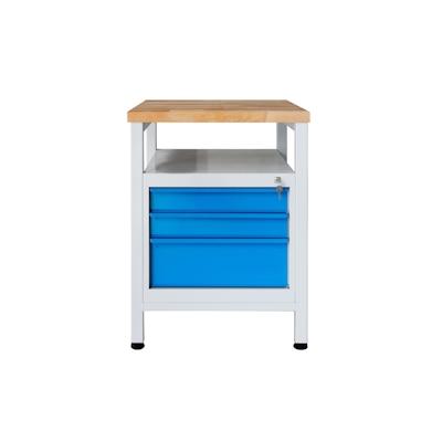 PROREGAL Werkbank Slim Rhino mit Ablagefläche + 3 Schubladen | HxBxT 84x60x60cm | Traglast 300kg | Lichtgrau/Lichtblau Image