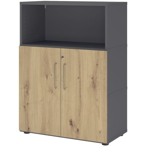 HAMMERBACHER Regalschrank »Flexwall« 80 cm breit 3 OH abschließbar grau, 80x110x40 cm