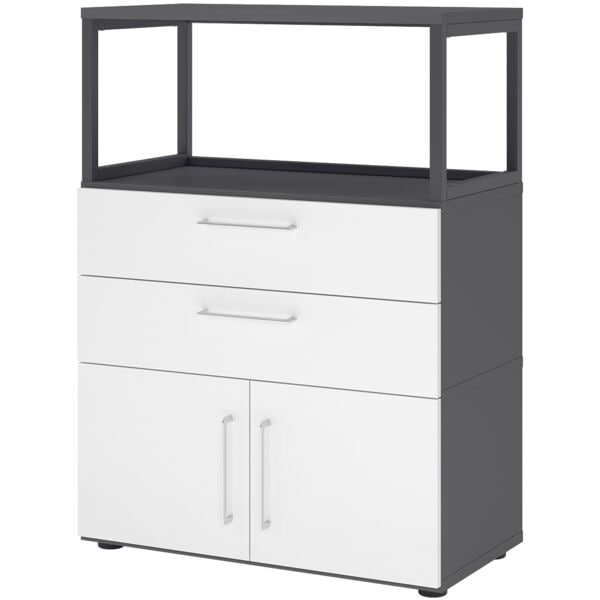 HAMMERBACHER Regalschrank »Flexwall« 80 cm breit 3 OH Stahlrahmen 2 Schubladen grau, 80x110x40 cm