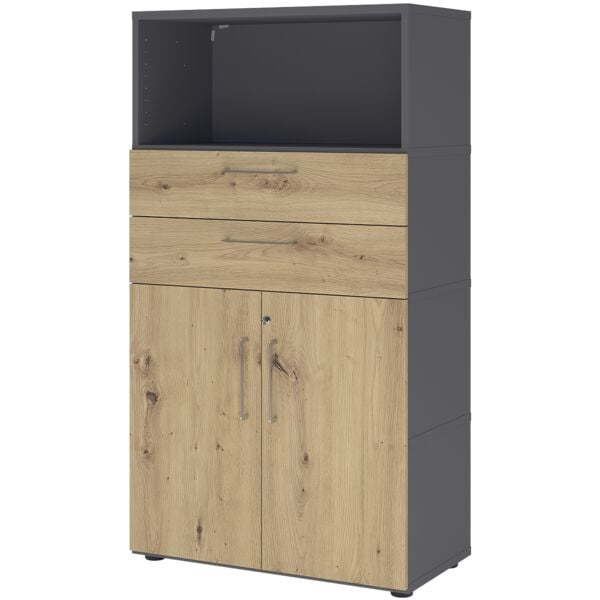 HAMMERBACHER Regalschrank »Flexwall« 80 cm breit 4 OH 2 Schubladen grau, 80x145.2x40 cm