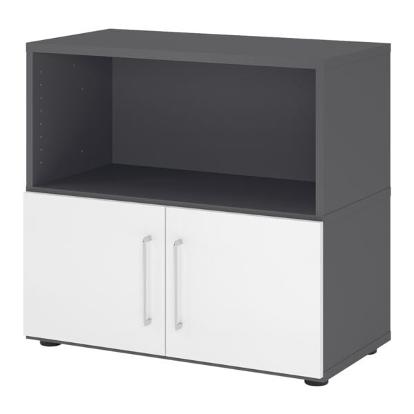 HAMMERBACHER Regalschrank »Flexwall« 80 cm breit 2 OH 2 Türen grau, 80x74.8x40 cm