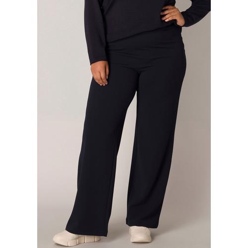 Treggings BASE LEVEL CURVY Gr. 50, Länge 32, blau (dunkelblau) Damen Hosen mit elastischem Bund