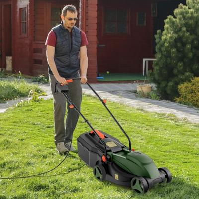10-AMP 13.5 Inch Adjustable Electric Corded Lawn Mower with Collection Box - 45" x 16" x 35"