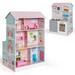 2-In-1 Double Sided Kids Kitchen Playset and Dollhouse with Furniture - 25" x 19" x 38.5" (L x W x H)