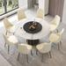 Round Metal Pedestal Dining Table Round Sintered Stone Table with Lazy Susan