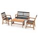 4 Pieces Acacia Wood Patio Conversation Table and Chair Set with Hand Woven Rope - 29.5" x 46.5" x 31.5"