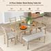 6-Piece Rubber Wood Dining Table Set with Beautiful Wood Grain Pattern Tabletop Solid Wood Veneer and Soft Cushion