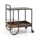 Rolling Buffet Serving Cart with Removable Metal Wire Wine Rack-Brown - 24" x 17" x 29" (L x W x H)