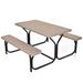 HDPE Outdoor Picnic Table Bench Set with Metal Base-Coffee - 54" x 59" x 28.5" (L x W xH)