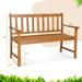 2-Person Outdoor Acacia Wood Bench with Backrest - 48" x 22" x 34" (L x W x H)