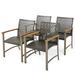 Set of 4 Patio Rattan Dining Chairs with Acacia Wood Armrests-Set of 4 - 25" x 26" x 34.5" (L x W x H)