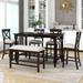 Elegant 6-Piece Counter Height Dining Table Set Table with Shelf 4 Chairs and Bench for Dining Room