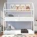 White Twin over Twin House Bunk Bed with Built-in Ladder