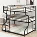 Full XL over Twin XL over Queen Size Triple Bunk Bed with Long and Short Ladder