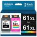 61XL Ink Cartridges for HP 61 Ink for HP 61 Black Ink for HP Envy 4500 5530 Deskjet 1000 1010 1510 2540 3050 Officejet 2620 4630 (2-Pack Black Tri-color)