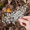 Unsutuo Crystal Bride Wedding Hair Comb Silver Rhinestone Flower Bridal Hair Pieces Pearl Wedding Hair Accessories for Women and Girlsâ€¦ (Silver)