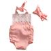 Sunisery Newborn Baby Girls Boys Kid Lace Bodysuit Sleeveless Romper Jumpsuit Headband 2PCS Clothes Sets