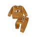 Sunisery Toddler Baby Boy Girl Clothes Outfits Ribbed Long Sleeve Pullover Sweatshirts Pants Newborn Girl Outfit Set