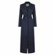 Women's Blue Saleha Navy Belted Satin Maxi Trench Blazer Coat Extra Small Sameera