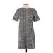 Zara Casual Dress - Shift Crew Neck Short sleeves: Gray Snake Print Dresses - Women's Size Small