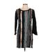 Ella Moss Casual Dress - Shift: Black Color Block Dresses - Women's Size Large