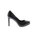 Sine Fine Heels: Slip On Stilleto Cocktail Party Black Print Shoes - Women's Size 8 1/2 - Round Toe