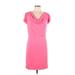 Three Dots Casual Dress - Sheath Cowl Neck Short sleeves: Pink Print Dresses - Women's Size Large