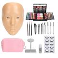 5D Makeup Practice Face Board Kit include Face Board,Bracket,Makeup Remover Oil,Eyeshadow Tray,Makeup Brushs,False Eyelashes, Eyeliners, Eyebrow Pencils and Storage Bag (Wheat