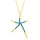 Beaux Bijoux Sterling Silver, Gold Tone or Rose Tone Created Blue, White or Pink Opal Starfish 18" Pendant Necklace, Metal, Created Opal