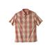 Men's Big & Tall Short-Sleeve Plaid Sport Shirt by KingSize in Khaki Plaid (Size 9XL)