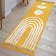 LINROMIA Boho Hallway Runner Rug 60x180cm Washable Rug, Yellow Rainbow Tufted Rugs With Hand Woven Tassels, Low Pile Cotton Carpet For Hallway Bedroom Kitchen Living Room Entrance