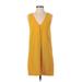 TeXTURE & THREAD Madewell Casual Dress - Shift V Neck Sleeveless: Yellow Solid Dresses - Women's Size 3