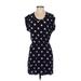 Broadway & Broome Casual Dress - Mini Scoop Neck Short sleeves: Blue Polka Dots Dresses - Women's Size X-Small