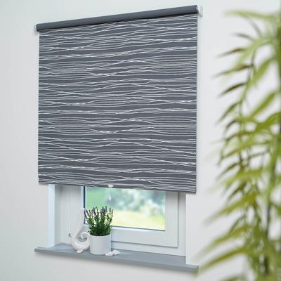 Springrollo LIEDECO "Sahara" Gr. 4, grau (dunkelgrau, weiß, bitte auswählen), B:242cm H:180cm, Kunststoff, Metall, Polyester, Rollos, Rollowelle 36 mm, starke Feder Image