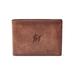 Fossil Brown Miami Marlins Leather Derrick Front Pocket Bifold Wallet
