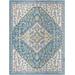 Nahla 5'2" x 7' Coastal Teal/Off White/Navy/Light Gray/Mustard Outdoor Area Rug - Hauteloom