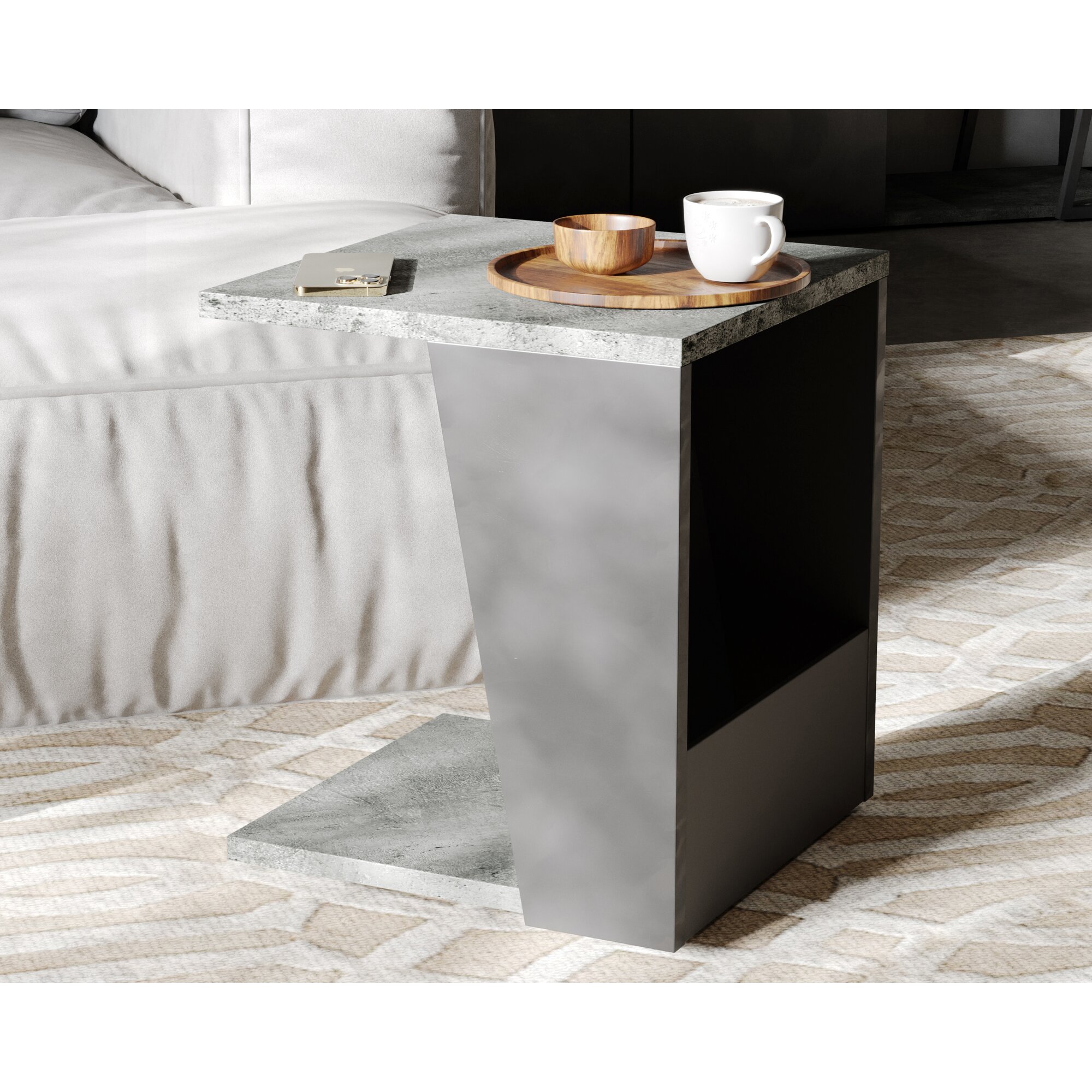 TemaHome »Albi« Beistelltisch Schwarz mit Concrete 40x46x40 cm