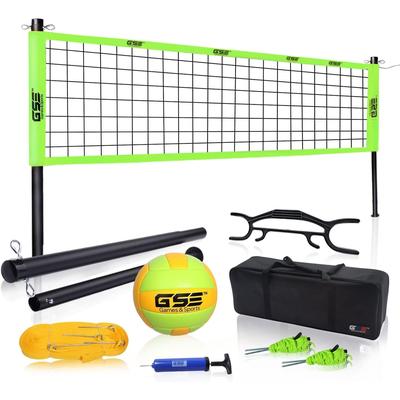 GSE™ Professional Portable Volleyball Complete Set with Volleyball Net, Volleyball Ball & Pump - Outdoor Backyard Beach Games