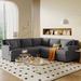 L-Shaped Sectional Sofa with 2 Tossing Cushions and Solid Frame, Small Apartment Living Room 4 Seat Accent Sofa, Gray