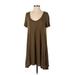 Zara TRF Casual Dress - Mini Scoop Neck Short sleeves: Brown Print Dresses - Women's Size Small