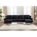 U-shape Modular Sectional Sofa Velvet Reversible Sectional Sofa Bed Modern Square Arms Couches with Ottomans for Livingroom